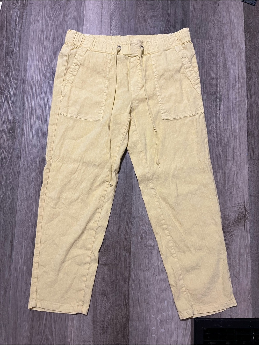 Kut from the Kloth Yellow Linen Blend Drawstring Pants Size L Porkchop Pocket